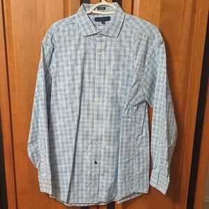 Tommy Hilfiger Men's Plaid Shirt - Blue and White